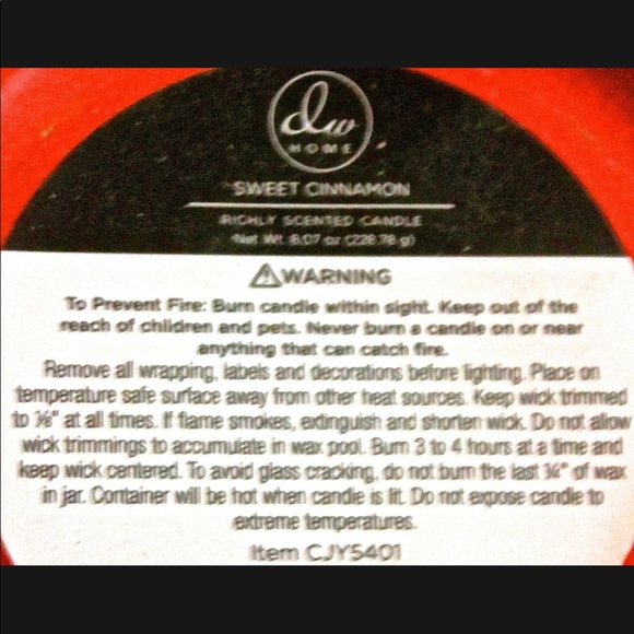 DW HOME CANDLE SWEET CINNAMON RICHLY SCENTED NEW - Picture 4 of 4